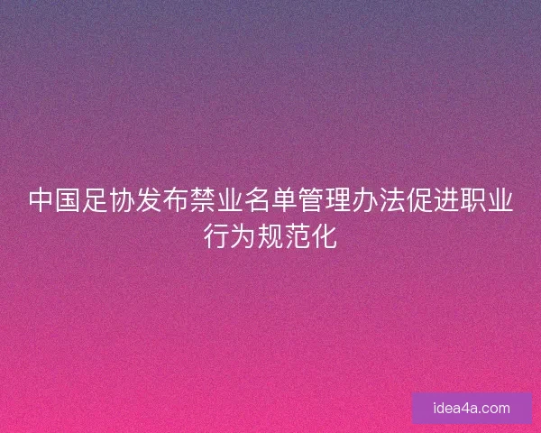 中国足协发布禁业名单管理办法促进职业行为规范化
